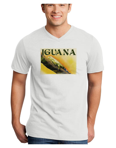 Iguana Watercolor Text Adult V-Neck T-shirt-Mens V-Neck T-Shirt-TooLoud-White-Small-Davson Sales