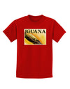 Iguana Watercolor Text Childrens Dark T-Shirt-Childrens T-Shirt-TooLoud-Red-X-Small-Davson Sales