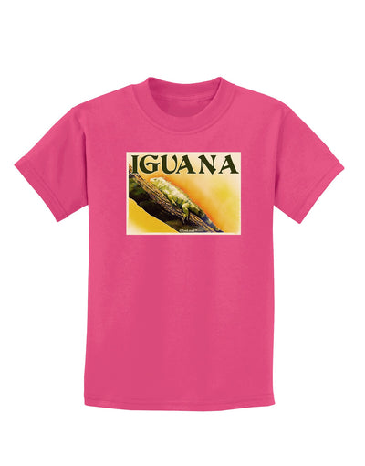 Iguana Watercolor Text Childrens Dark T-Shirt-Childrens T-Shirt-TooLoud-Sangria-X-Small-Davson Sales