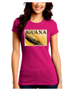 Iguana Watercolor Text Juniors Crew Dark T-Shirt-T-Shirts Juniors Tops-TooLoud-Hot-Pink-Juniors Fitted Small-Davson Sales