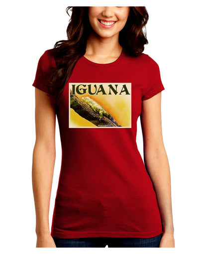 Iguana Watercolor Text Juniors Crew Dark T-Shirt-T-Shirts Juniors Tops-TooLoud-Red-Juniors Fitted Small-Davson Sales