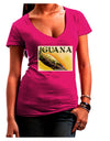 Iguana Watercolor Text Juniors V-Neck Dark T-Shirt-Womens V-Neck T-Shirts-TooLoud-Hot-Pink-Juniors Fitted Small-Davson Sales