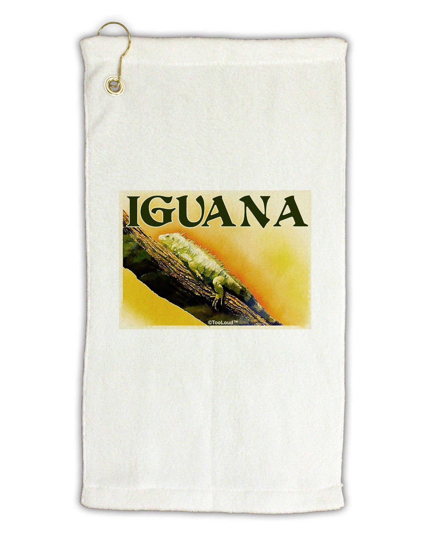 Iguana Watercolor Text Micro Terry Gromet Golf Towel 11"x19-Golf Towel-TooLoud-White-Davson Sales