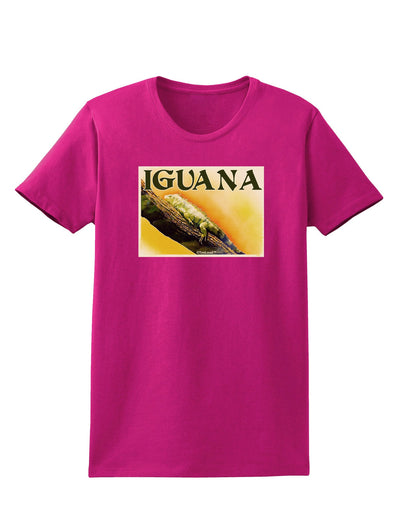 Iguana Watercolor Text Womens Dark T-Shirt-TooLoud-Hot-Pink-Small-Davson Sales