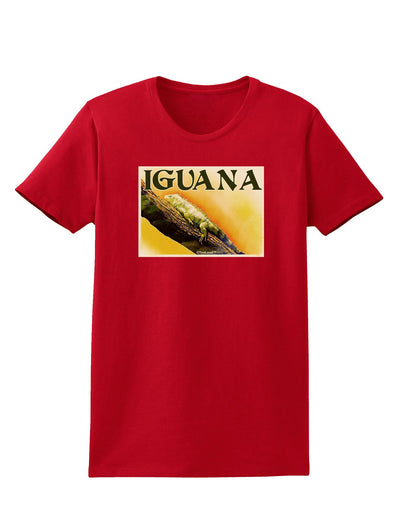 Iguana Watercolor Text Womens Dark T-Shirt-TooLoud-Red-X-Small-Davson Sales