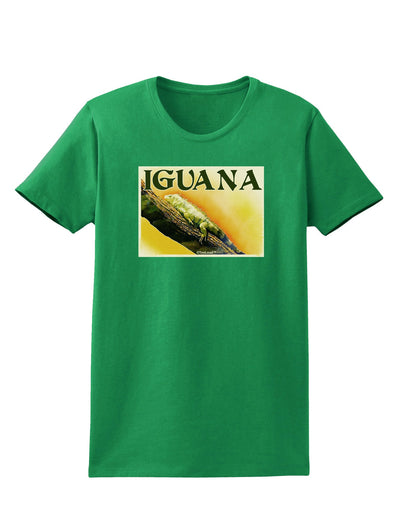 Iguana Watercolor Text Womens Dark T-Shirt-TooLoud-Kelly-Green-X-Small-Davson Sales