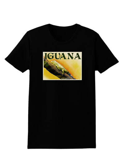 Iguana Watercolor Text Womens Dark T-Shirt-TooLoud-Black-X-Small-Davson Sales