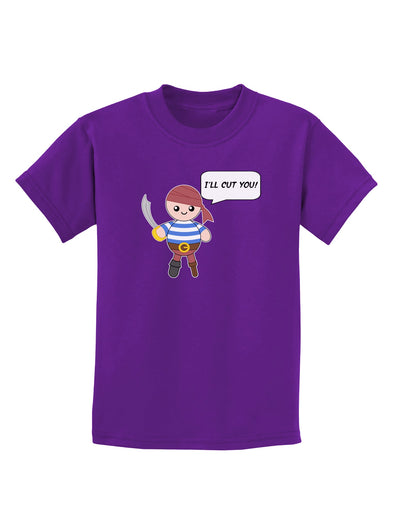 I'll Cut You - Petey the Pirate Childrens Dark T-Shirt-Childrens T-Shirt-TooLoud-Purple-X-Small-Davson Sales