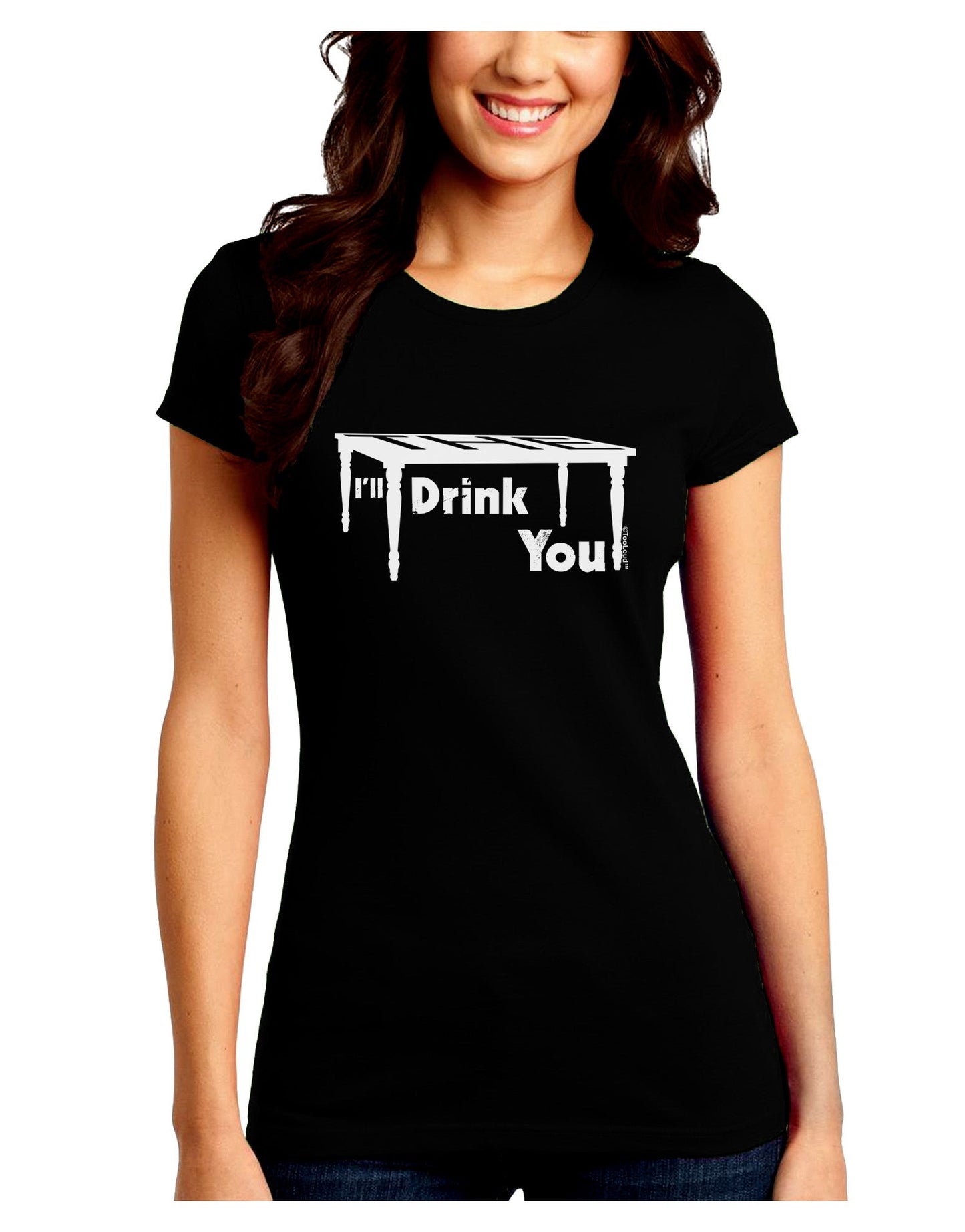 I'll Drink You Under the Table Juniors Petite Crew Dark T-Shirt-T-Shirts Juniors Tops-TooLoud-Black-Juniors Fitted Small-Davson Sales