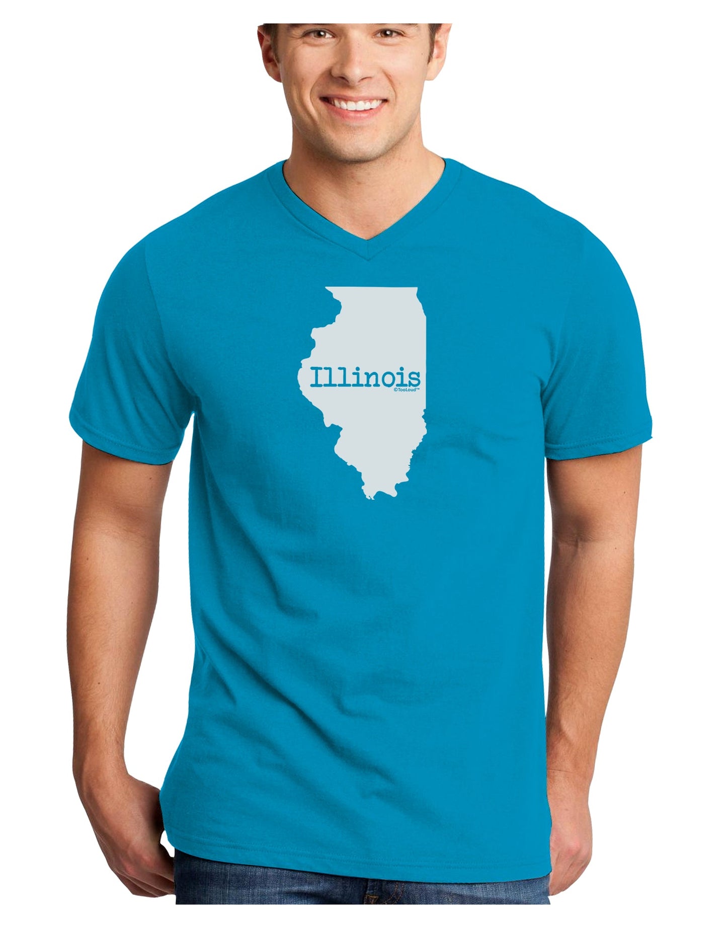 Illinois - United States Shape Adult Dark V-Neck T-Shirt by TooLoud-Mens V-Neck T-Shirt-TooLoud-Turquoise-Small-Davson Sales