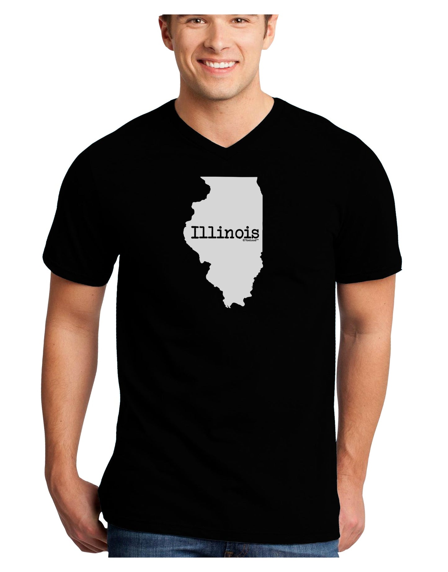 Illinois - United States Shape Adult Dark V-Neck T-Shirt by TooLoud-Mens V-Neck T-Shirt-TooLoud-Black-Small-Davson Sales
