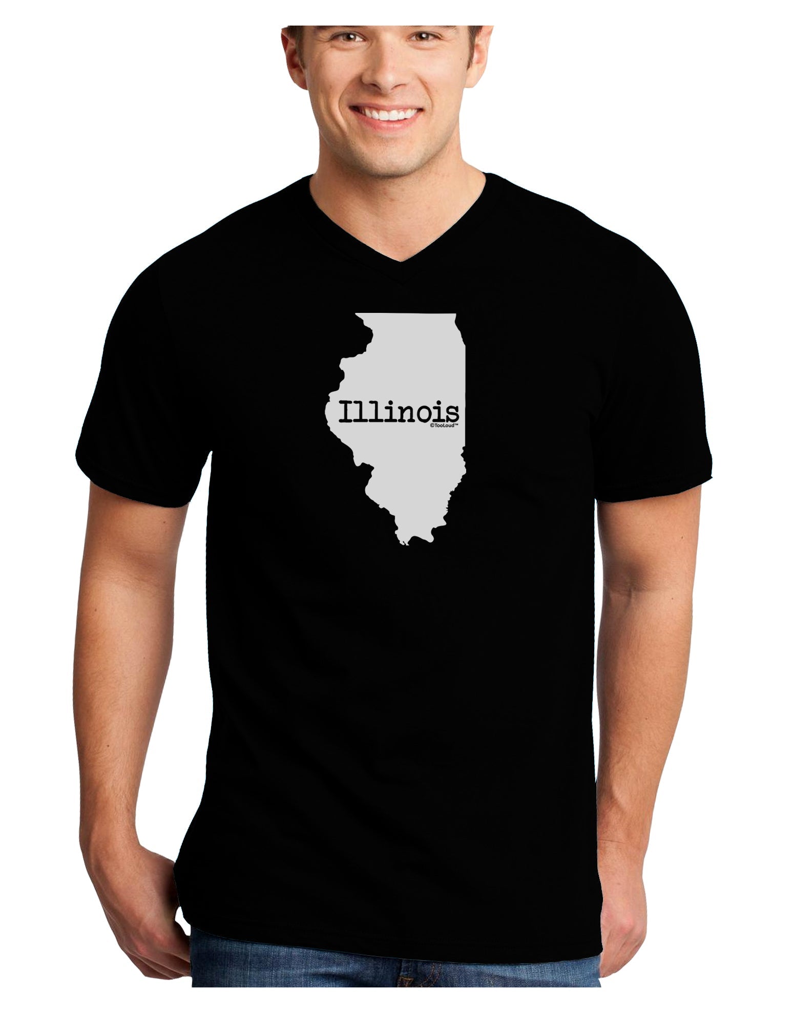 Illinois - United States Shape Adult Dark V-Neck T-Shirt by TooLoud-Mens V-Neck T-Shirt-TooLoud-Black-Small-Davson Sales
