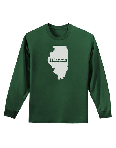 Illinois - United States Shape Adult Long Sleeve Dark T-Shirt by TooLoud-TooLoud-Dark-Green-Small-Davson Sales