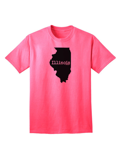 Illinois - United States Shape Adult T-Shirt: A Stylish Addition to Your Wardrobe by TooLoud-Mens T-shirts-TooLoud-Neon-Pink-Small-Davson Sales