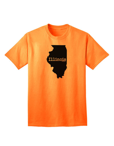 Illinois - United States Shape Adult T-Shirt: A Stylish Addition to Your Wardrobe by TooLoud-Mens T-shirts-TooLoud-Neon-Orange-Small-Davson Sales