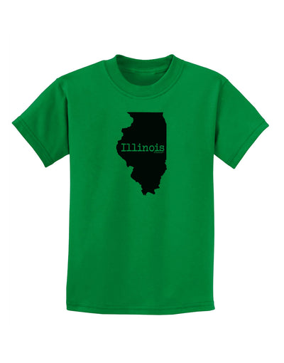 Illinois - United States Shape Childrens T-Shirt by TooLoud-Childrens T-Shirt-TooLoud-Kelly-Green-X-Small-Davson Sales