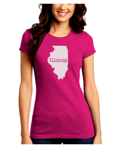 Illinois - United States Shape Juniors Crew Dark T-Shirt by TooLoud-T-Shirts Juniors Tops-TooLoud-Hot-Pink-Juniors Fitted Small-Davson Sales