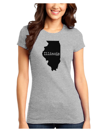 Illinois - United States Shape Juniors T-Shirt by TooLoud-Womens Juniors T-Shirt-TooLoud-Ash-Gray-Juniors Fitted X-Small-Davson Sales