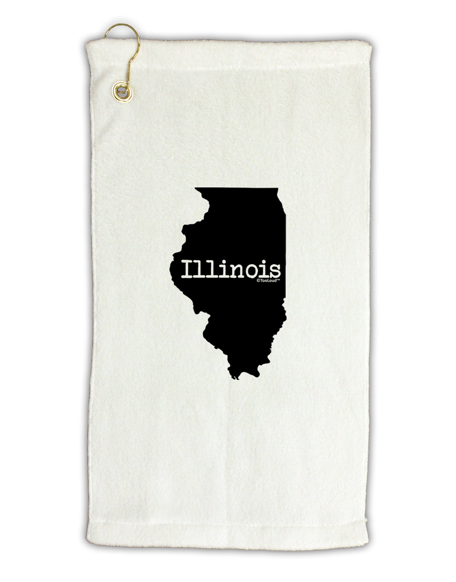 Illinois - United States Shape Micro Terry Gromet Golf Towel 11"x19-Golf Towel-TooLoud-White-Davson Sales