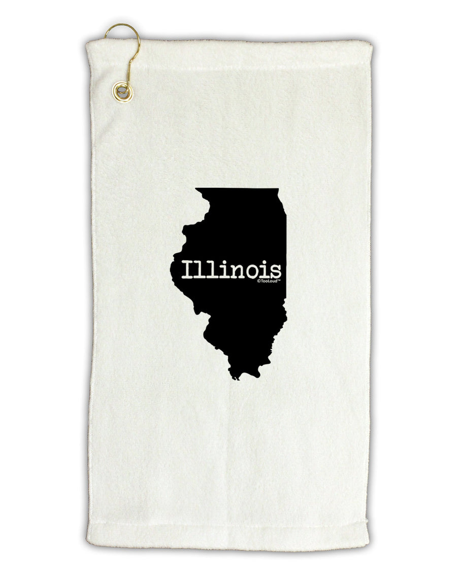 Illinois - United States Shape Micro Terry Gromet Golf Towel 11&#x22;x19-Golf Towel-TooLoud-White-Davson Sales