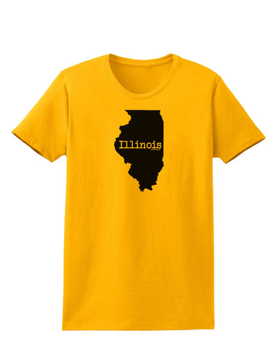 Illinois - United States Shape Womens T-Shirt by TooLoud-Womens T-Shirt-TooLoud-Gold-X-Small-Davson Sales