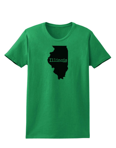 Illinois - United States Shape Womens T-Shirt by TooLoud-Womens T-Shirt-TooLoud-Kelly-Green-X-Small-Davson Sales