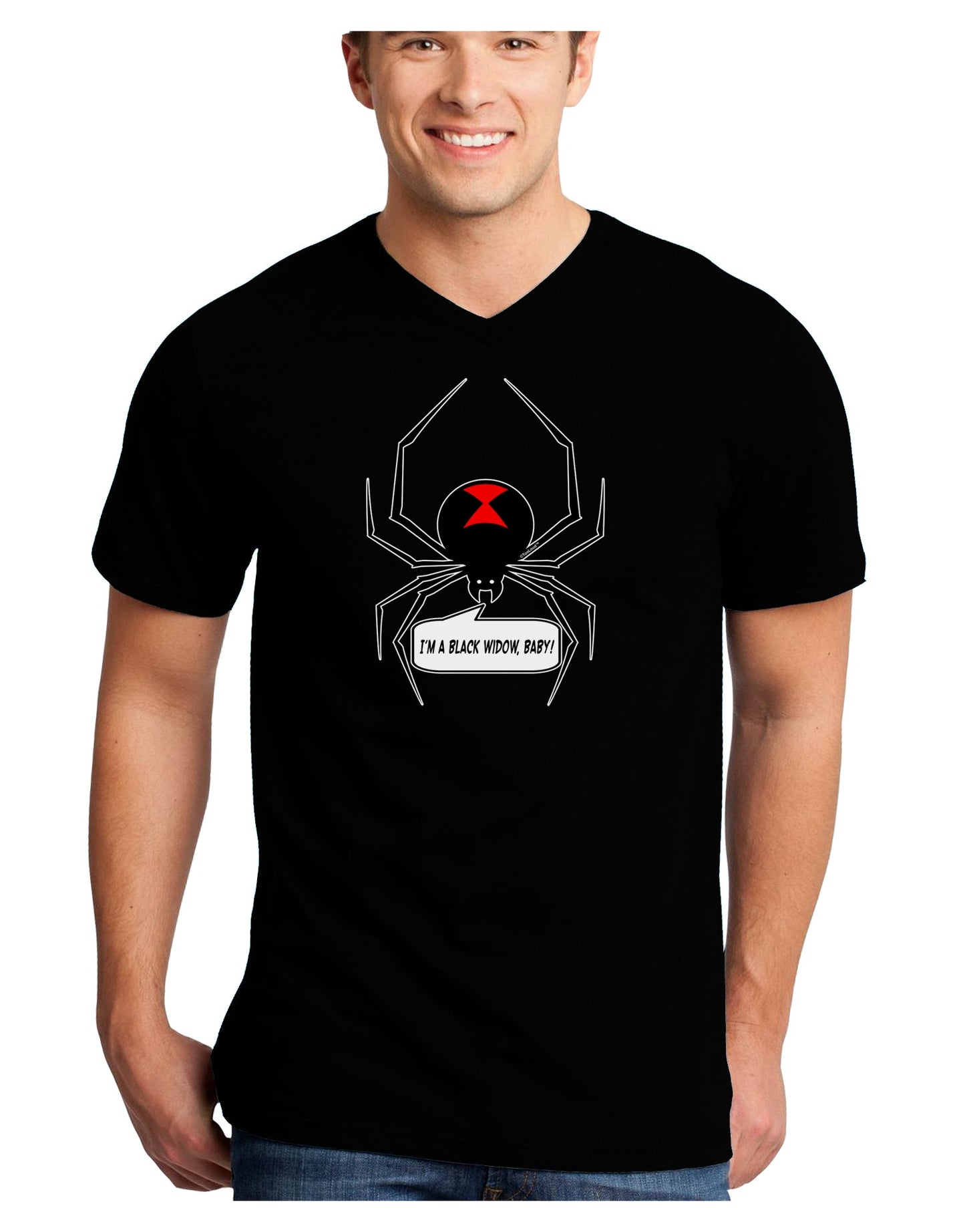 I'm A Black Widow Baby Adult Dark V-Neck T-Shirt-Mens V-Neck T-Shirt-TooLoud-Black-Small-Davson Sales