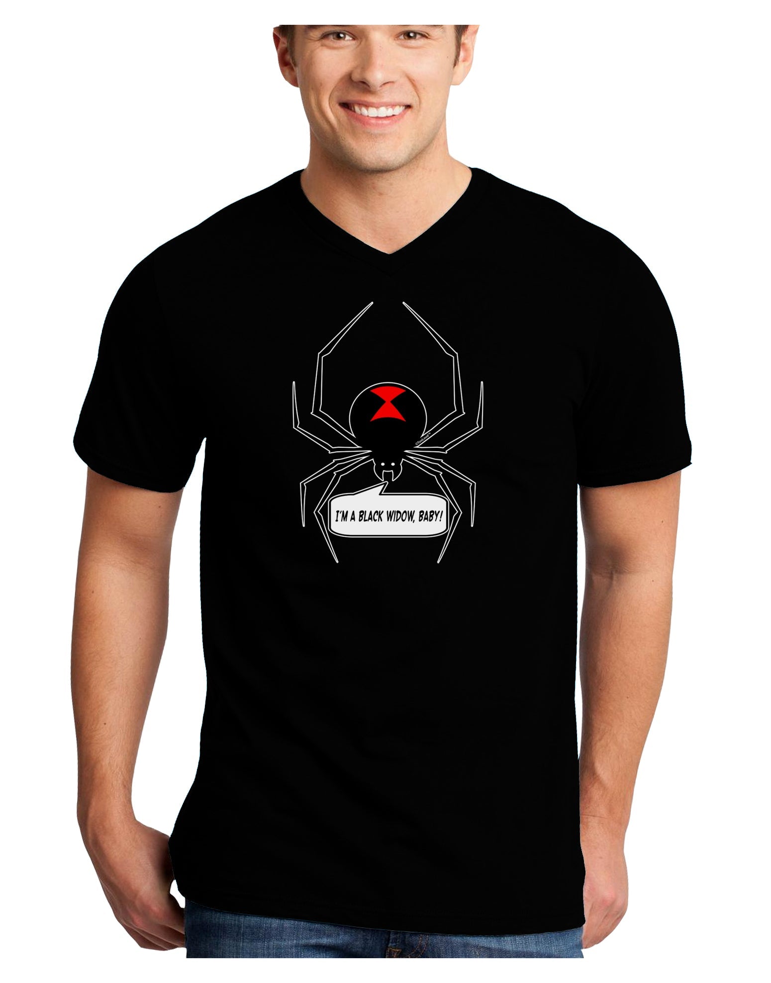 I'm A Black Widow Baby Adult Dark V-Neck T-Shirt-Mens V-Neck T-Shirt-TooLoud-Black-Small-Davson Sales
