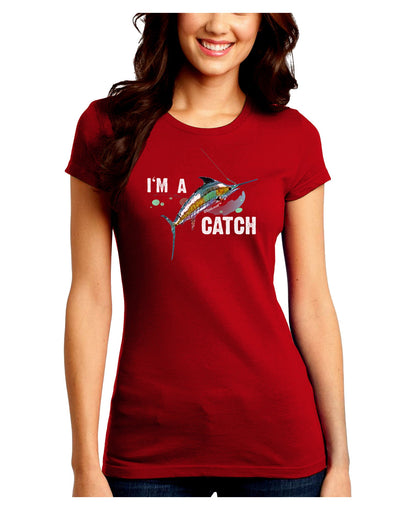 I'm A Catch Swordfish Juniors Crew Dark T-Shirt-T-Shirts Juniors Tops-TooLoud-Red-Juniors Fitted Small-Davson Sales
