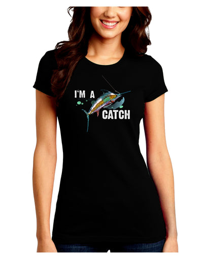 I'm A Catch Swordfish Juniors Crew Dark T-Shirt-T-Shirts Juniors Tops-TooLoud-Black-Juniors Fitted Small-Davson Sales