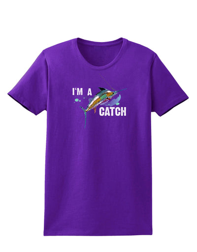 I'm A Catch Swordfish Womens Dark T-Shirt-TooLoud-Purple-X-Small-Davson Sales