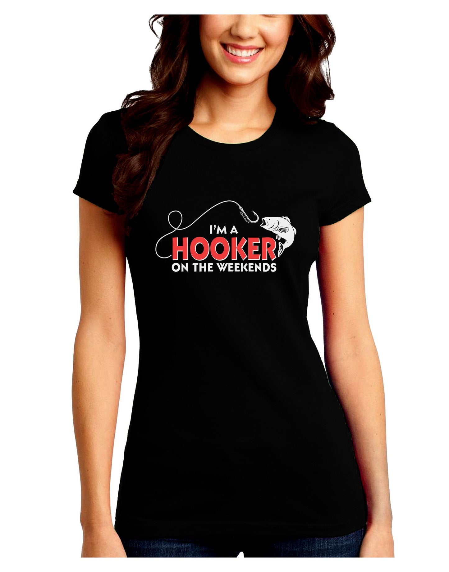 I'm A Hooker Juniors Petite Crew Dark T-Shirt-T-Shirts Juniors Tops-TooLoud-Black-Juniors Fitted Small-Davson Sales