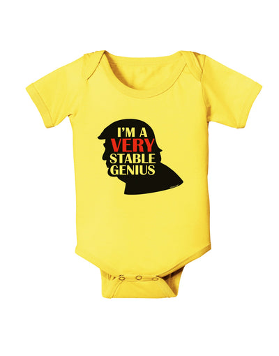 I'm A Very Stable Genius Baby Romper Bodysuit by TooLoud-Clothing-TooLoud-Yellow-06-Months-Davson Sales