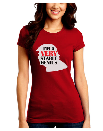 I'm A Very Stable Genius Juniors Petite Crew Dark T-Shirt by TooLoud-T-Shirts Juniors Tops-TooLoud-Red-Juniors Fitted Small-Davson Sales