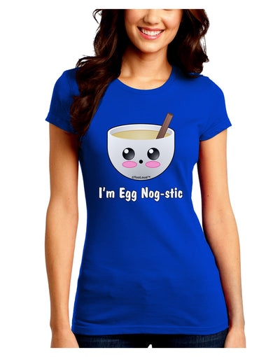 I'm Egg Nog-stic - Cute Egg Nog Juniors Crew Dark T-Shirt by TooLoud-T-Shirts Juniors Tops-TooLoud-Royal-Blue-Juniors Fitted Small-Davson Sales