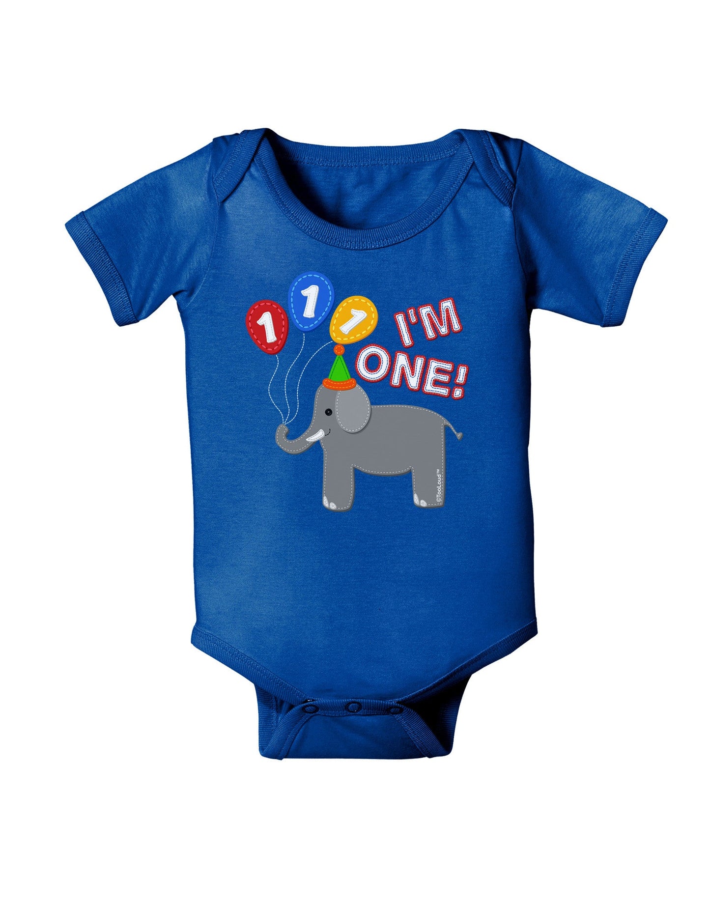 I'm One Cute 1st Birthday Elephant Baby Romper Bodysuit Dark-Baby Romper-TooLoud-Royal-Blue-06-Months-Davson Sales