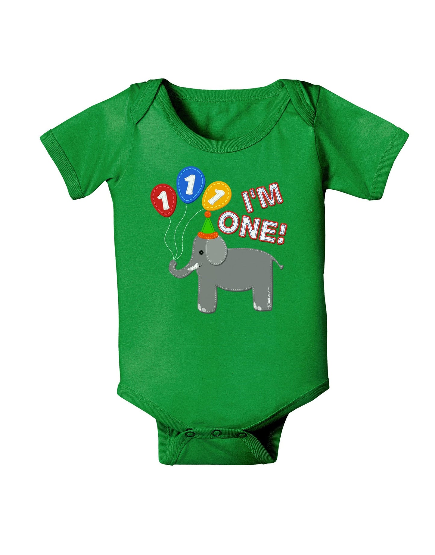 I'm One Cute 1st Birthday Elephant Baby Romper Bodysuit Dark-Baby Romper-TooLoud-Clover-Green-06-Months-Davson Sales