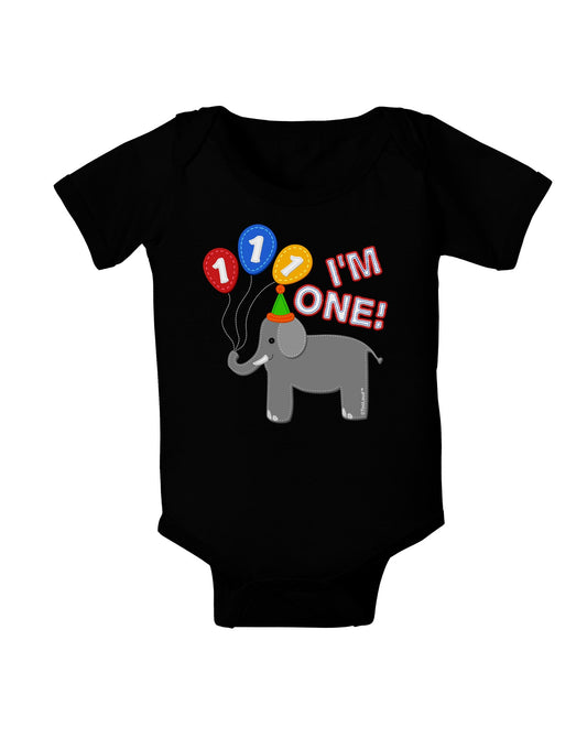 I'm One Cute 1st Birthday Elephant Baby Romper Bodysuit Dark-Baby Romper-TooLoud-Black-06-Months-Davson Sales