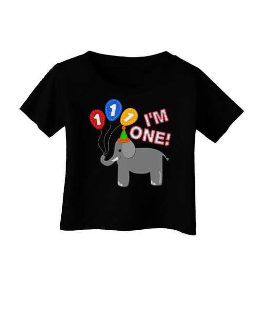 I'm One Cute 1st Birthday Elephant Infant T-Shirt Dark-Infant T-Shirt-TooLoud-Black-06-Months-Davson Sales