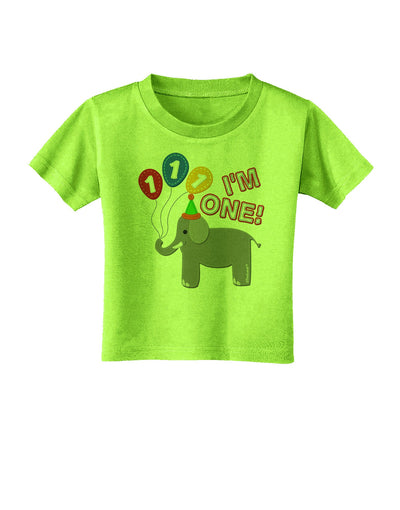 I'm One Cute 1st Birthday Elephant Toddler T-Shirt-Toddler T-Shirt-TooLoud-Lime-Green-2T-Davson Sales