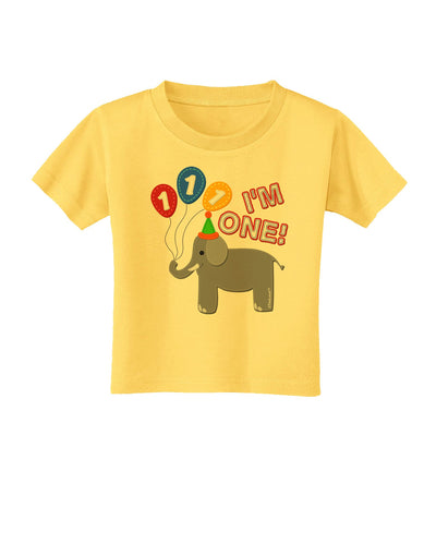 I'm One Cute 1st Birthday Elephant Toddler T-Shirt-Toddler T-Shirt-TooLoud-Yellow-2T-Davson Sales