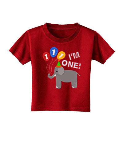 I'm One Cute 1st Birthday Elephant Toddler T-Shirt Dark-Toddler T-Shirt-TooLoud-Red-2T-Davson Sales