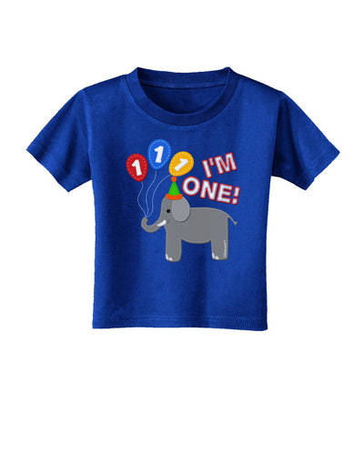 I'm One Cute 1st Birthday Elephant Toddler T-Shirt Dark-Toddler T-Shirt-TooLoud-Royal-Blue-2T-Davson Sales