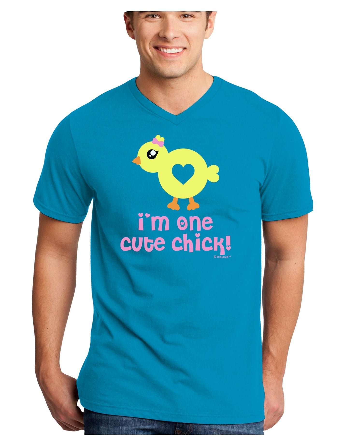 I'm One Cute Chick Adult Dark V-Neck T-Shirt by TooLoud-Mens V-Neck T-Shirt-TooLoud-Turquoise-Small-Davson Sales