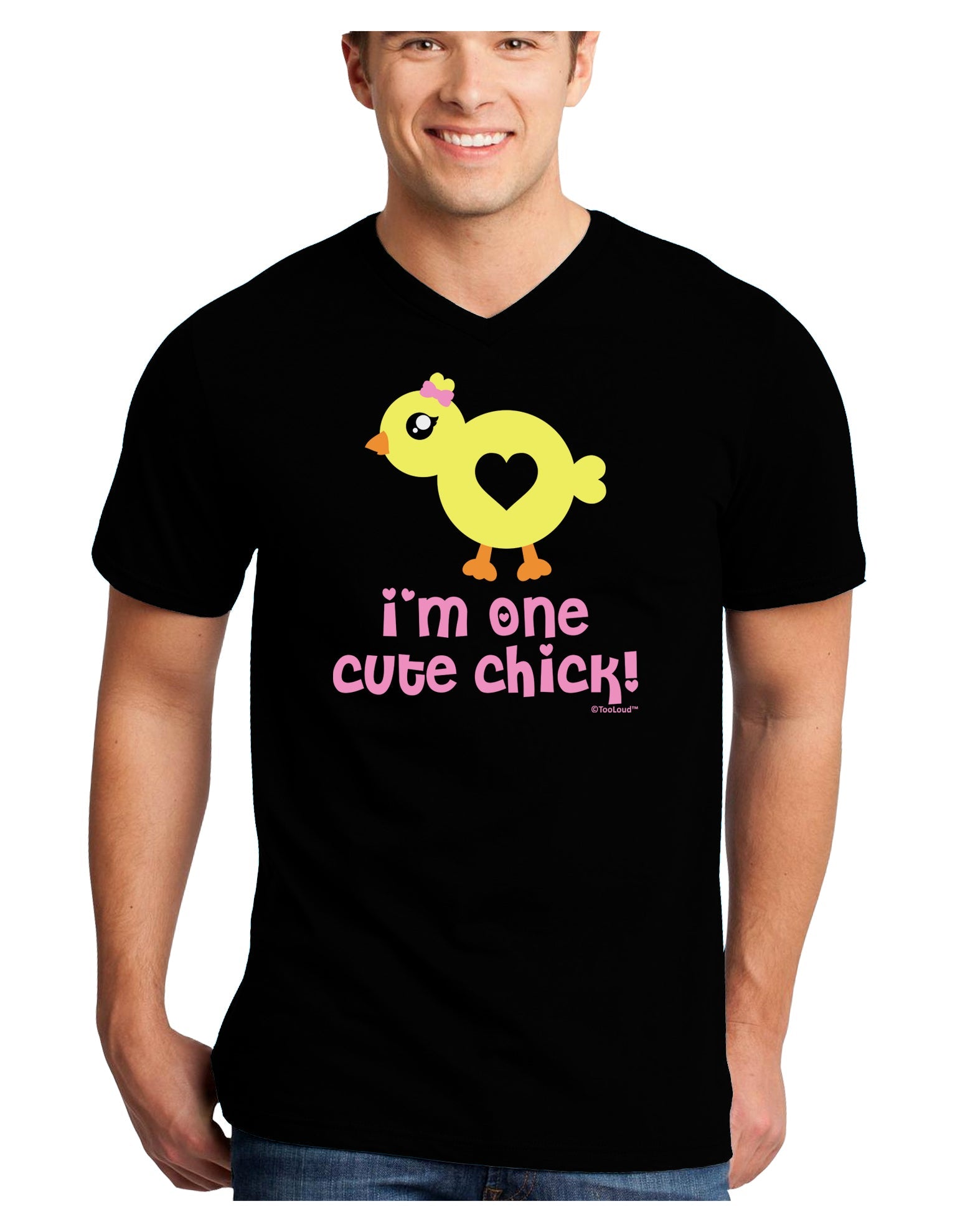 I'm One Cute Chick Adult Dark V-Neck T-Shirt by TooLoud-Mens V-Neck T-Shirt-TooLoud-Black-Small-Davson Sales