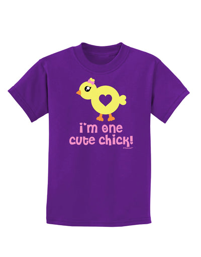 I'm One Cute Chick Childrens Dark T-Shirt by TooLoud-Childrens T-Shirt-TooLoud-Purple-X-Small-Davson Sales