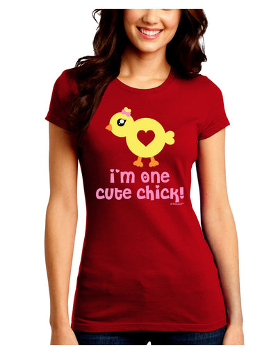 I'm One Cute Chick Juniors Crew Dark T-Shirt by TooLoud-T-Shirts Juniors Tops-TooLoud-Red-Juniors Fitted Small-Davson Sales