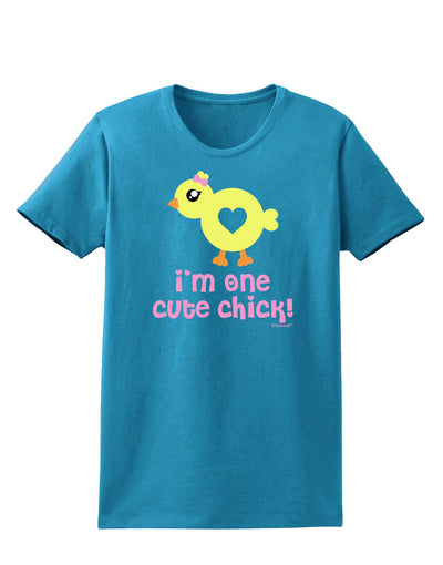 I'm One Cute Chick Womens Dark T-Shirt by TooLoud-Womens T-Shirt-TooLoud-Turquoise-X-Small-Davson Sales