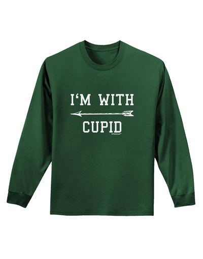 I'm With Cupid - Left Arrow Adult Long Sleeve Dark T-Shirt by TooLoud-Clothing-TooLoud-Dark-Green-Small-Davson Sales