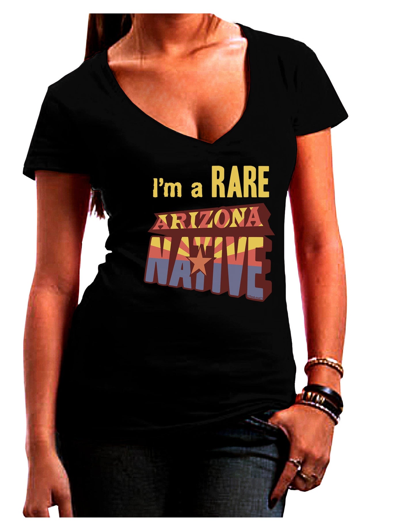 I'm a Rare Arizona Native Womens V-Neck Dark T-Shirt-Womens V-Neck T-Shirts-TooLoud-Black-Juniors Fitted Small-Davson Sales